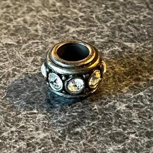 Brighton Glam Spacer bead in Silver with clear round crystals Retired